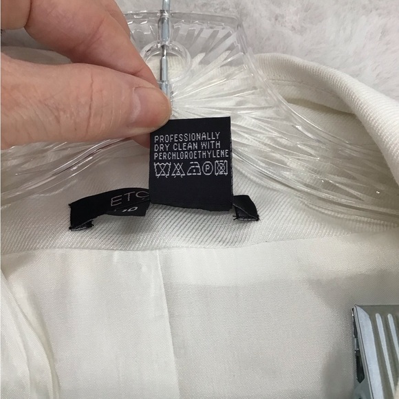 Etcetera Linen Blend Two Piece Set Jacket /Pants Career Classic Creme Size 10/12 - Picture 3 of 15